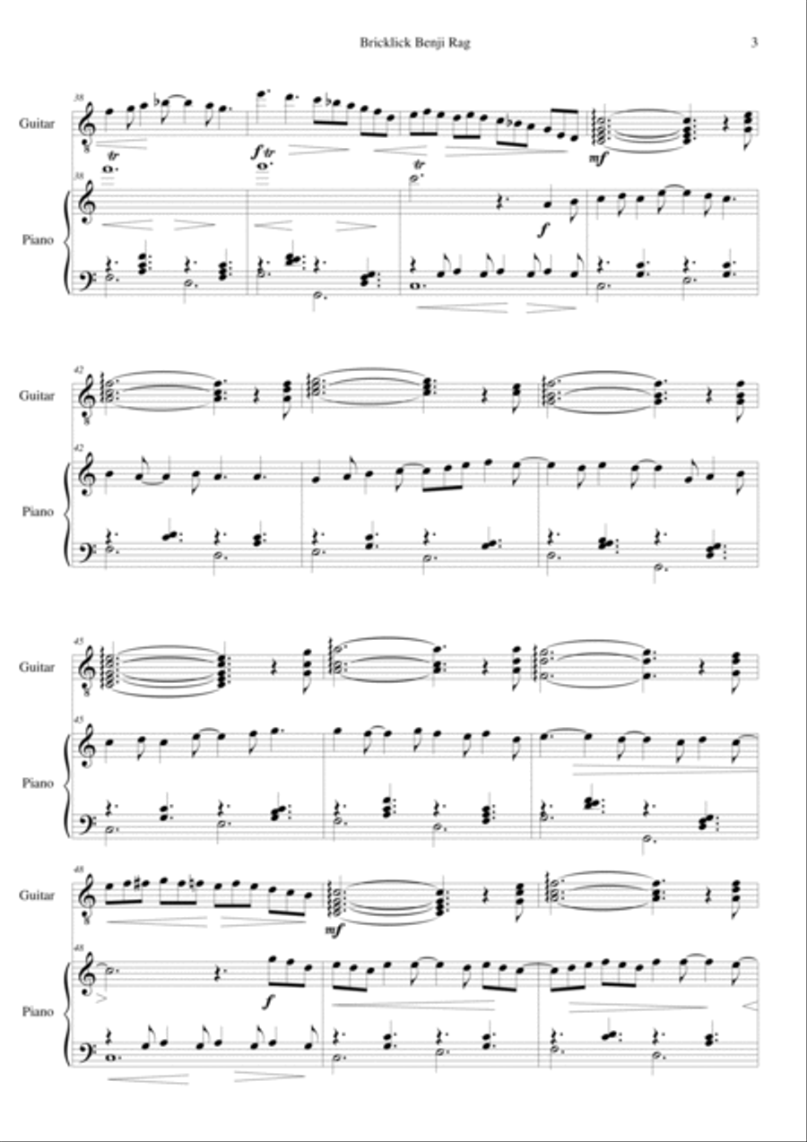 Bricklick Benji Rag Classical Guitar scores gallery preview page 3
