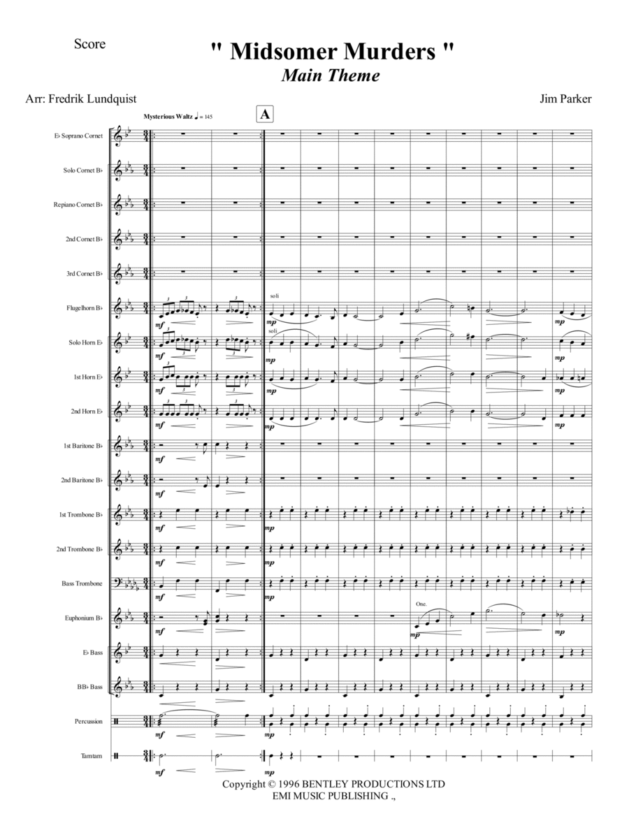 Midsomer Murders (main Title/cues) Brass Band scores gallery preview page 1