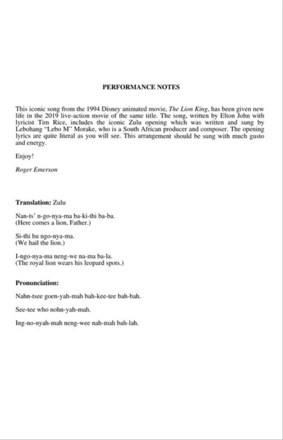 Circle of Life A Cappella scores gallery preview page 3