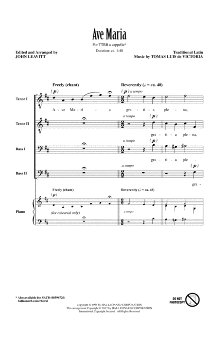 Ave Maria TTBB scores gallery preview page 1