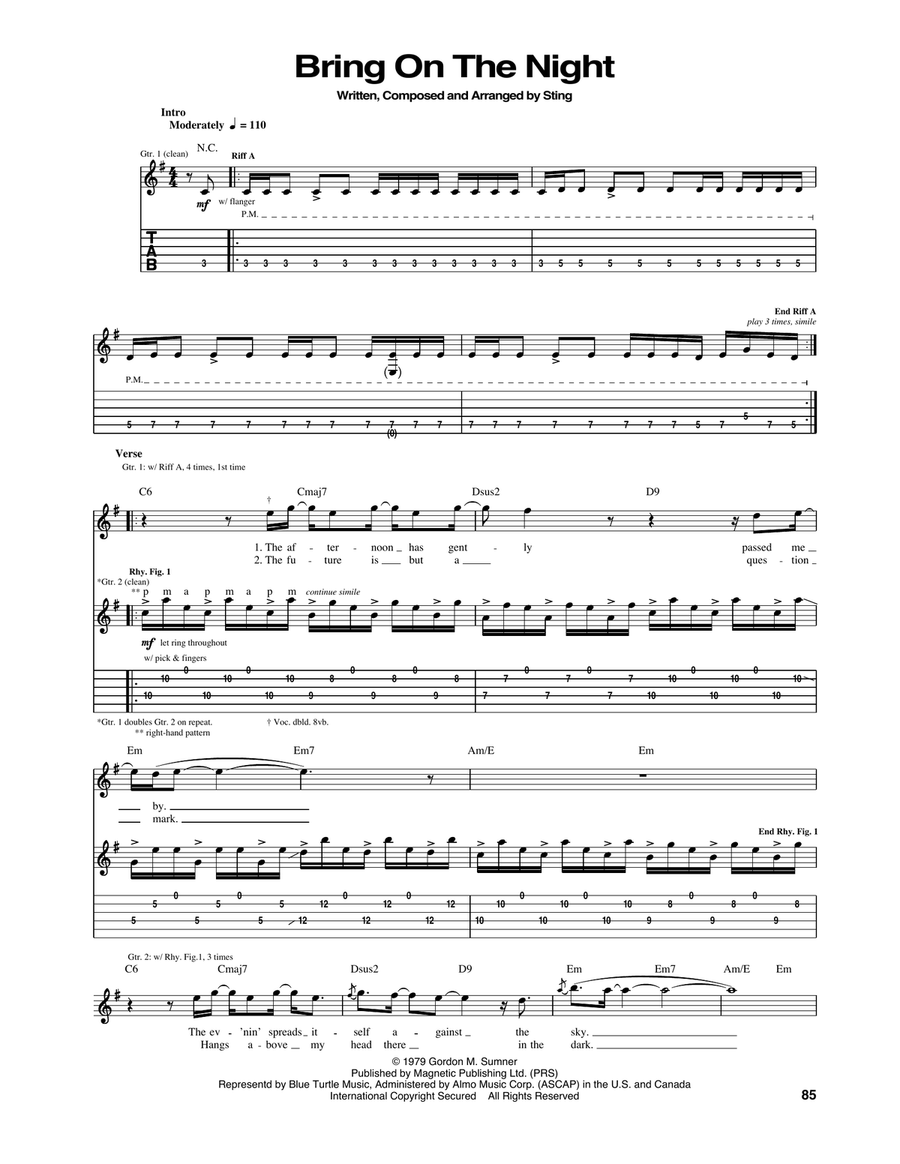 Bring On The Night Bring On The Night Acoustic Guitar scores gallery preview page 1