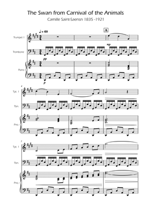The Swan - Saint-Saens - Trumpet and Trombone Duet w/ Piano