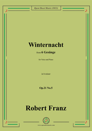 Book cover for Franz-Winternacht,in b minor,Op.21 No.5,for Voice and Piano