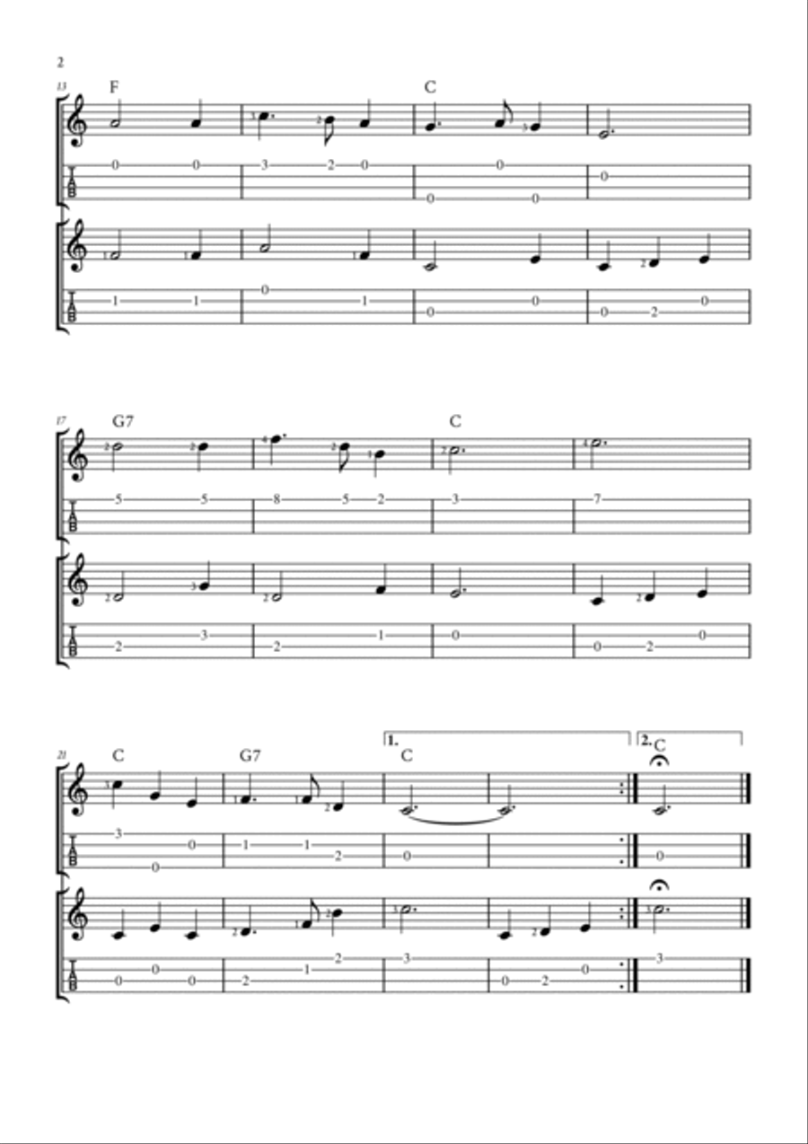 Silent Night - Ukulele Duet (with TAB and Chords) Ukulele scores gallery preview page 2