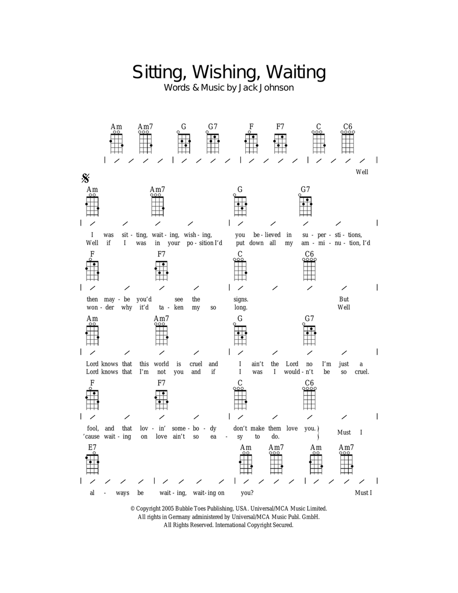 Sitting, Waiting, Wishing Ukulele scores gallery preview page 1
