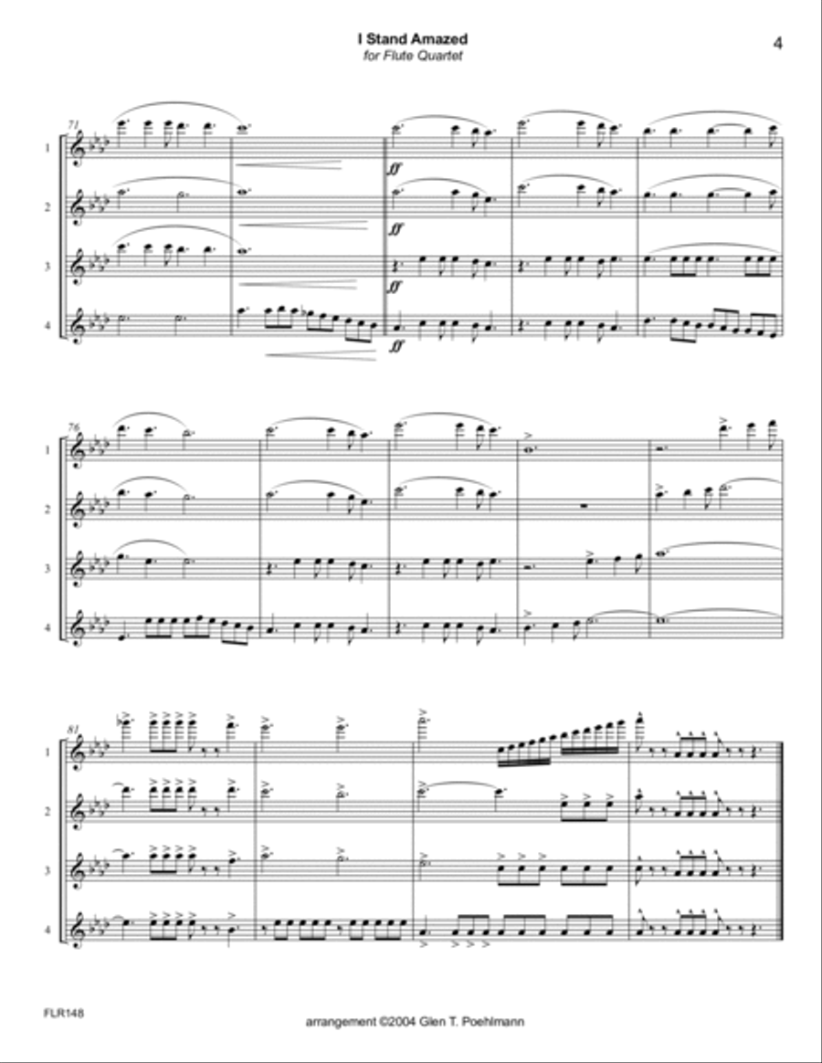 I STAND AMAZED - FLUTE QUARTET (unaccompanied) Flute Quartet scores gallery preview page 4