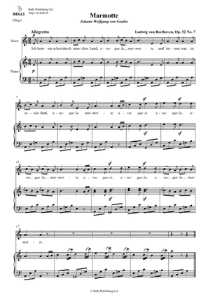 Book cover for Marmotte, Op. 52 No. 7 (Original key. A minor)