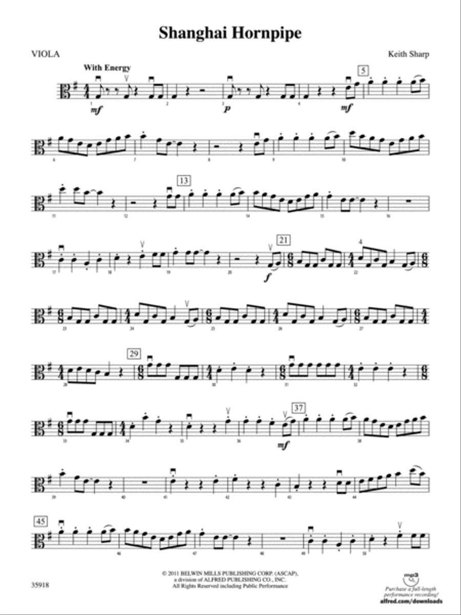 Shanghai Hornpipe: Viola String Orchestra scores gallery preview page 1