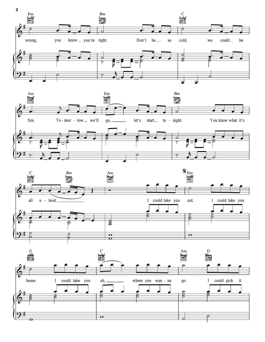Take You Piano, Vocal, Guitar scores gallery preview page 2