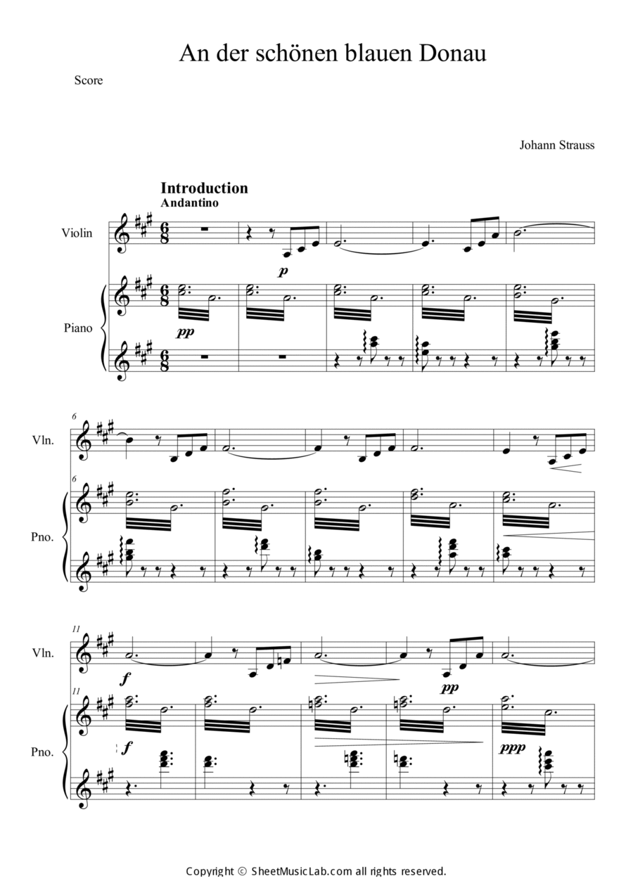 An der Schonen Blauen Donau, Op. 314 Violin Solo scores gallery preview page 1