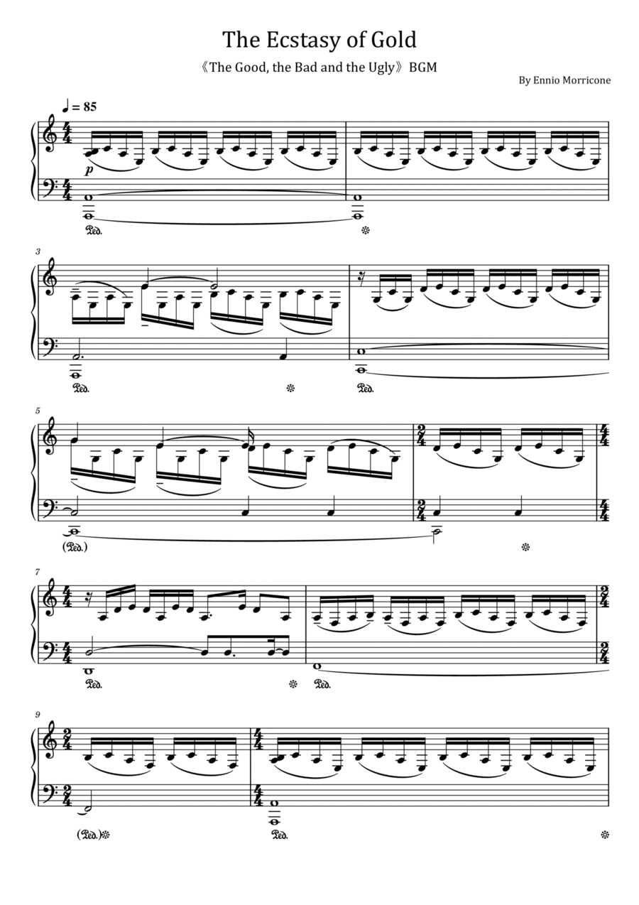 The Ecstasy Of Gold Piano Solo scores gallery preview page 1