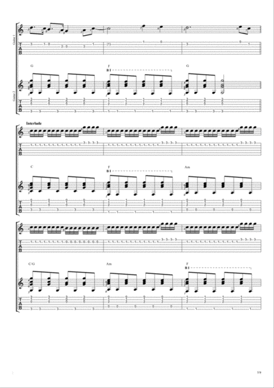 Fix You Guitar Tablature scores gallery preview page 5