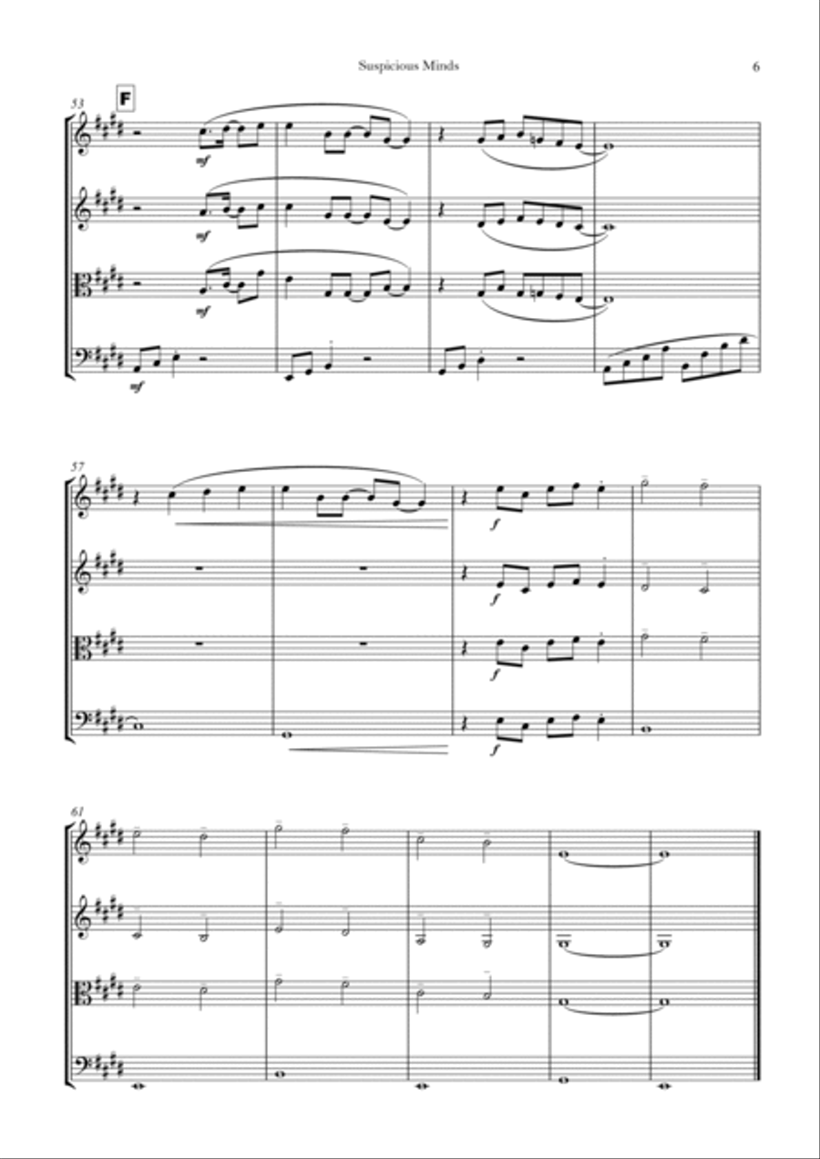 Suspicious Minds Suspicious Minds String Quartet scores gallery preview page 6