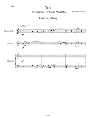 Trio for Clarinet, Horn, and Marimba