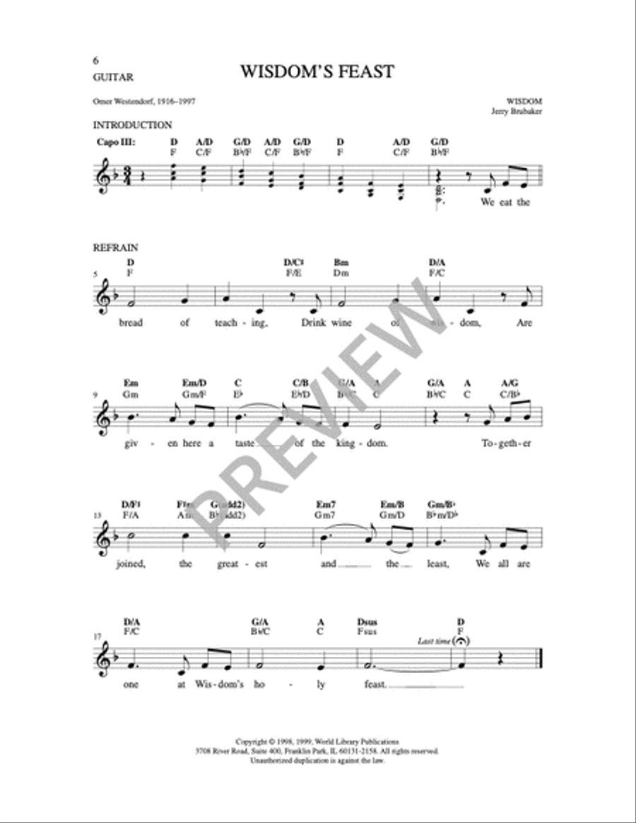 Wisdom's Feast 4-Part scores gallery preview page 7