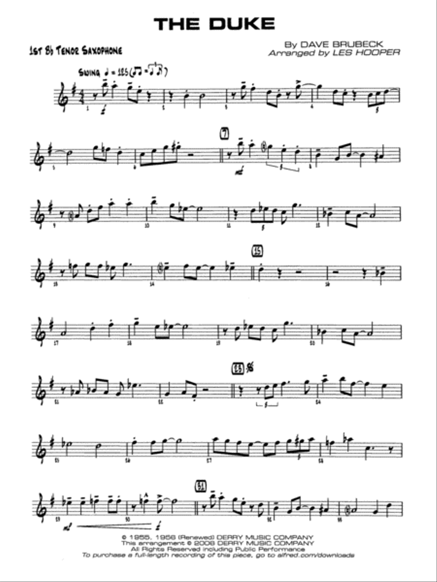The Duke: B-flat Tenor Saxophone Jazz Ensemble scores gallery preview page 1