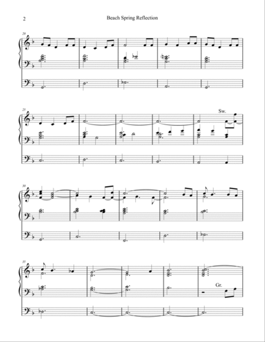 Beach Spring Reflection (Beach Spring) organ work by Phil Lehenbauer Organ Solo scores gallery preview page 3