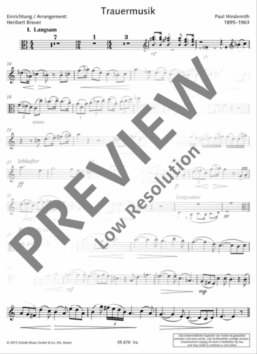 Trauermusik Trauermusik Viola scores gallery preview page 14