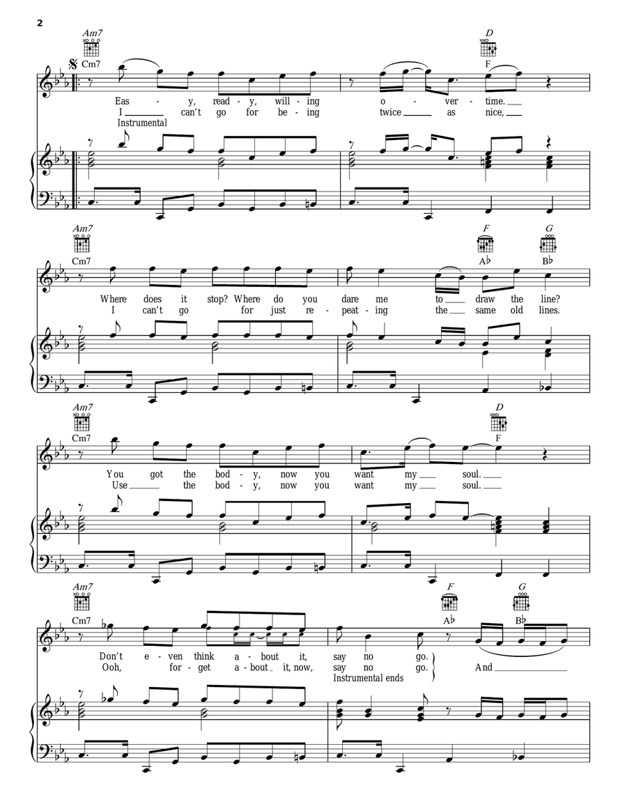 I Can't Go For That Piano, Vocal, Guitar scores gallery preview page 2