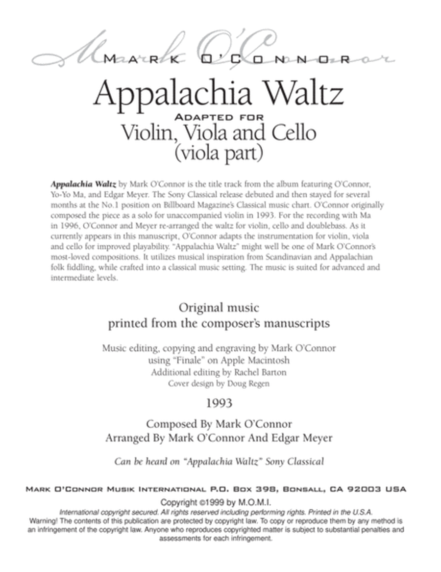 Appalachia Waltz (viola part - vln, vla, cel) image number null