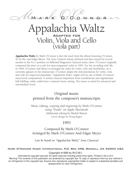 Appalachia Waltz (viola part - vln, vla, cel) image number null