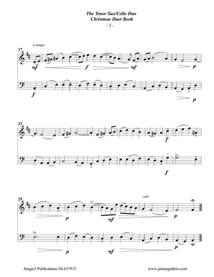 The Tenor Sax & Cello Christmas Duet Book Tenor Saxophone scores gallery preview page 3