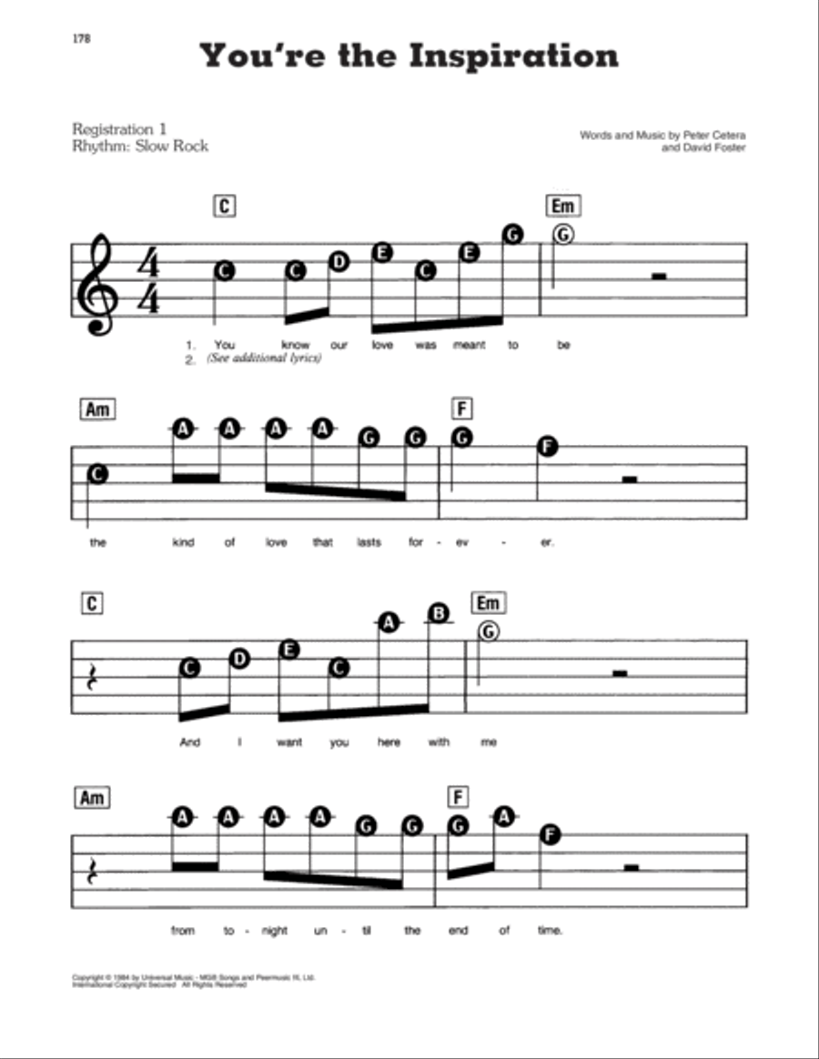 You're The Inspiration Electronic Keyboard scores gallery preview page 1