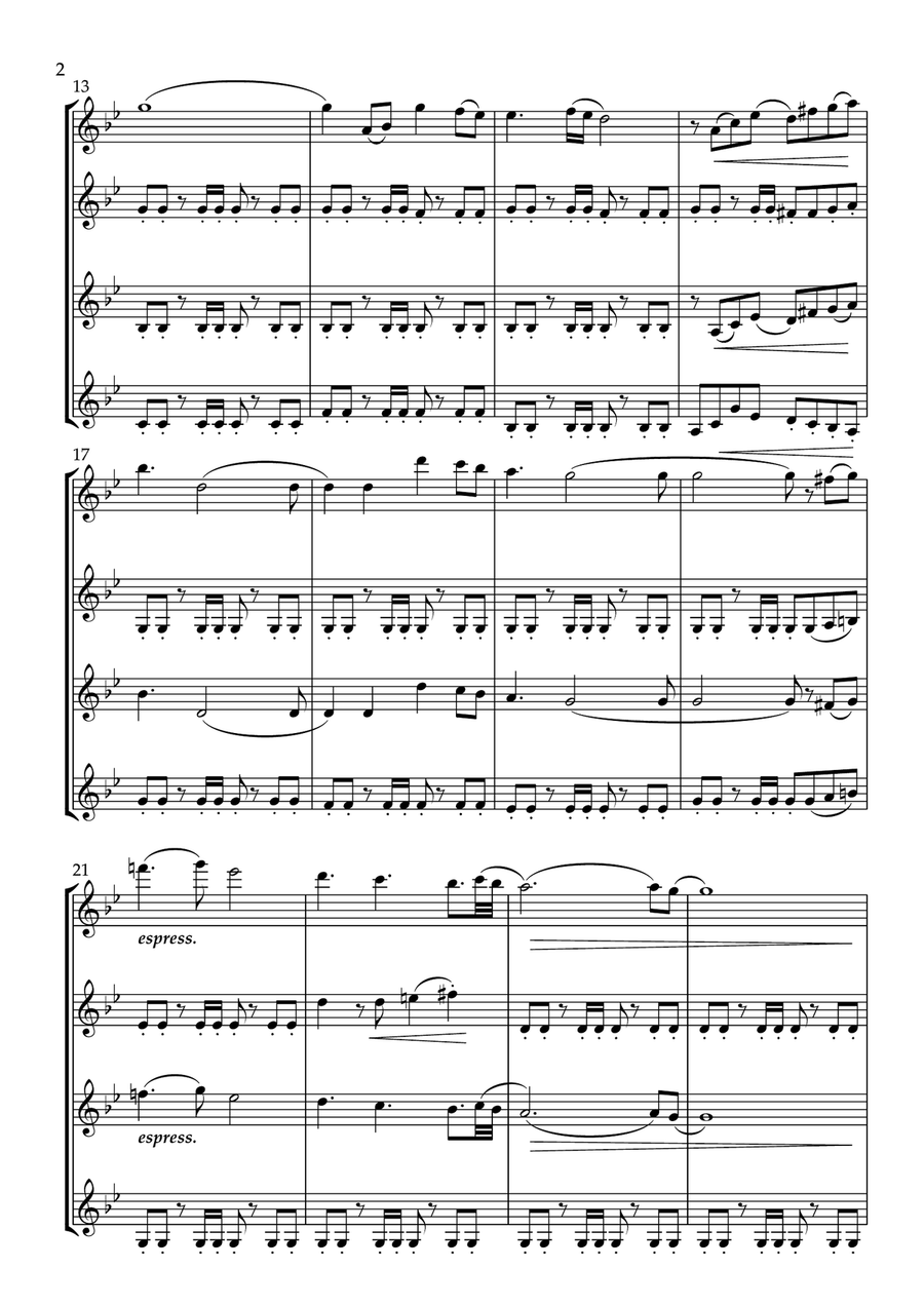 B rossette for 4 violins Small Ensemble scores gallery preview page 2