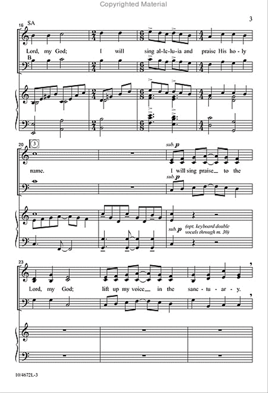I Will Sing Praise 3-Part scores gallery preview page 3