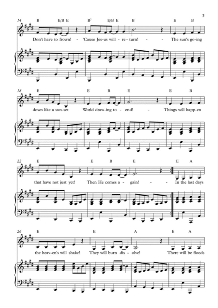 The Sun's Going Down Piano, Vocal, Guitar scores gallery preview page 3