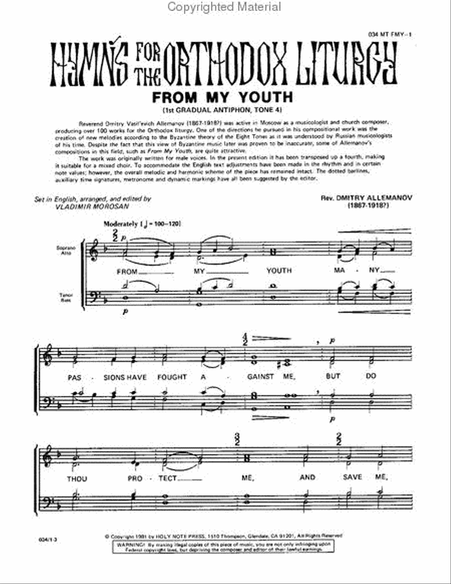 From My Youth From My Youth 4-Part scores gallery preview page 2
