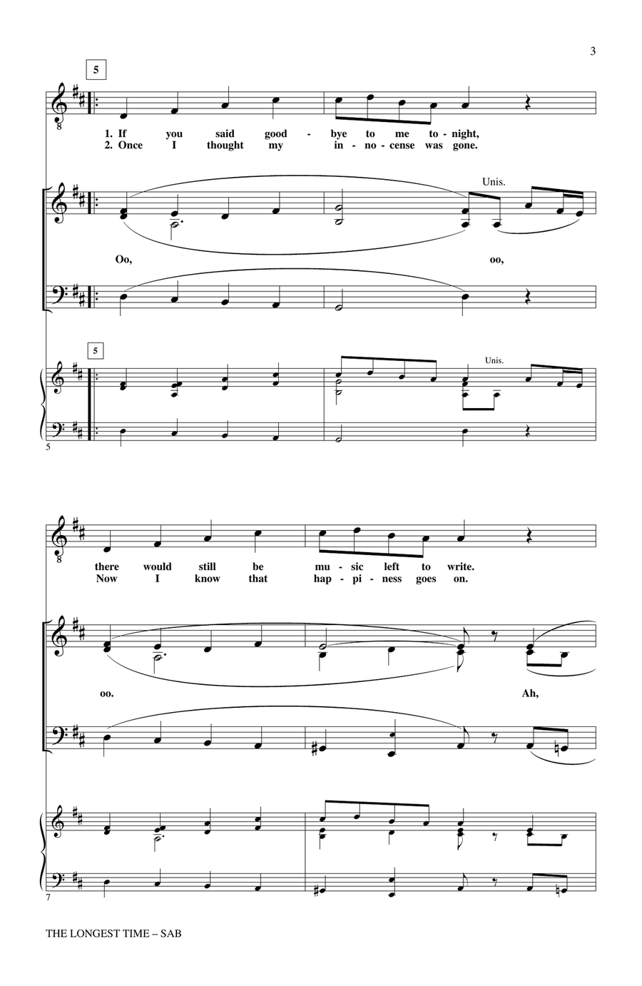 The Longest Time (SAB with Tenor Solo) (arr. Kirby Shaw) 3-Part scores gallery preview page 2