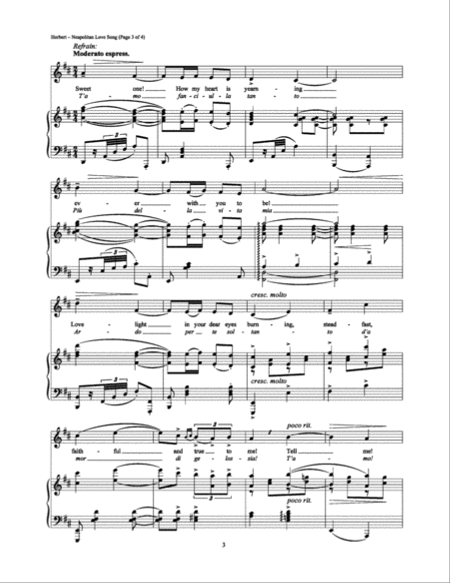 Neapolitan Love Song Piano, Vocal, Guitar scores gallery preview page 3