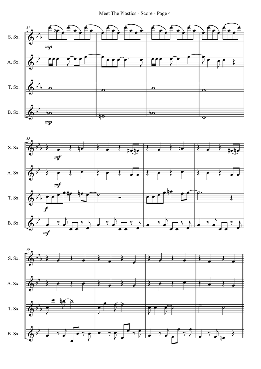 Meet The Plastics Saxophone Quartet scores gallery preview page 4