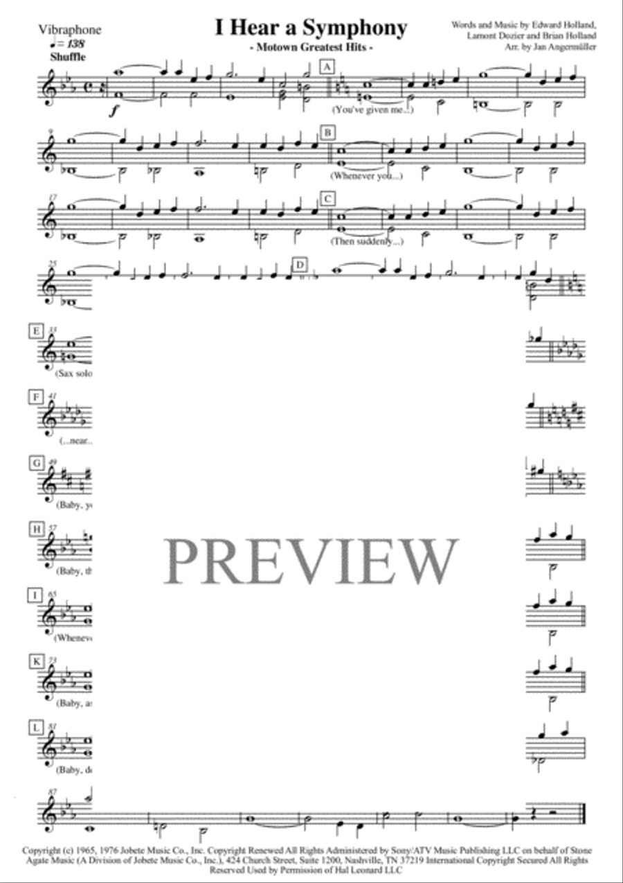 I Hear A Symphony Vibraphone scores gallery preview page 1