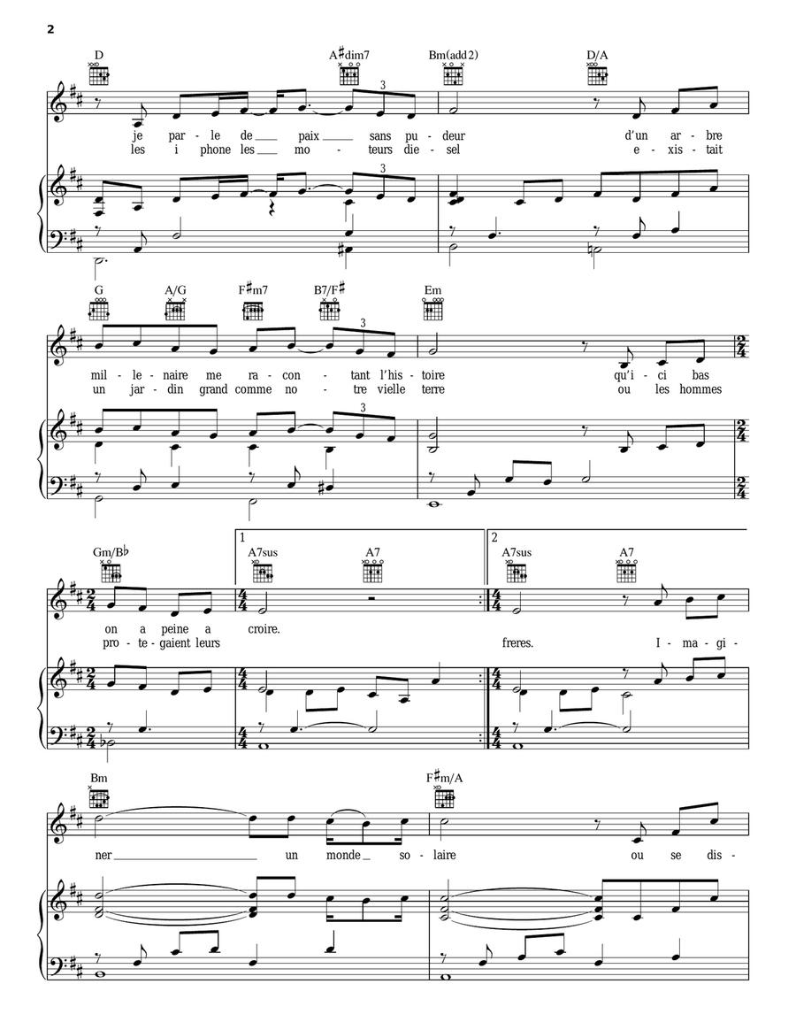 Imaginer Piano, Vocal, Guitar scores gallery preview page 2