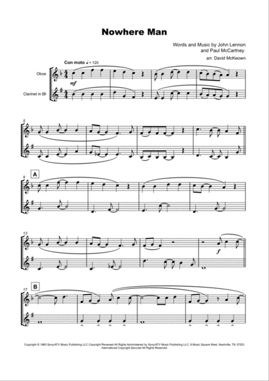 Nowhere Man Woodwind Duet scores gallery preview page 2