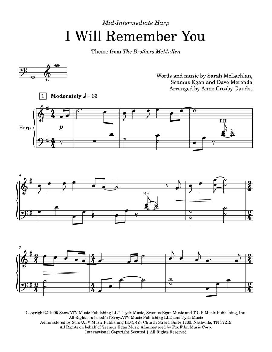 I Will Remember You Harp scores gallery preview page 2