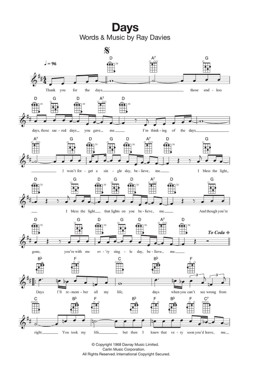 Days Ukulele scores gallery preview page 1
