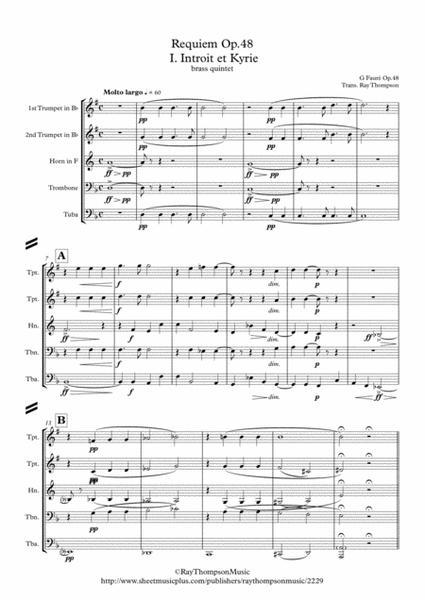 Faure: Requiem Op.48: I. Introit et Kyrie - brass quintet image number null
