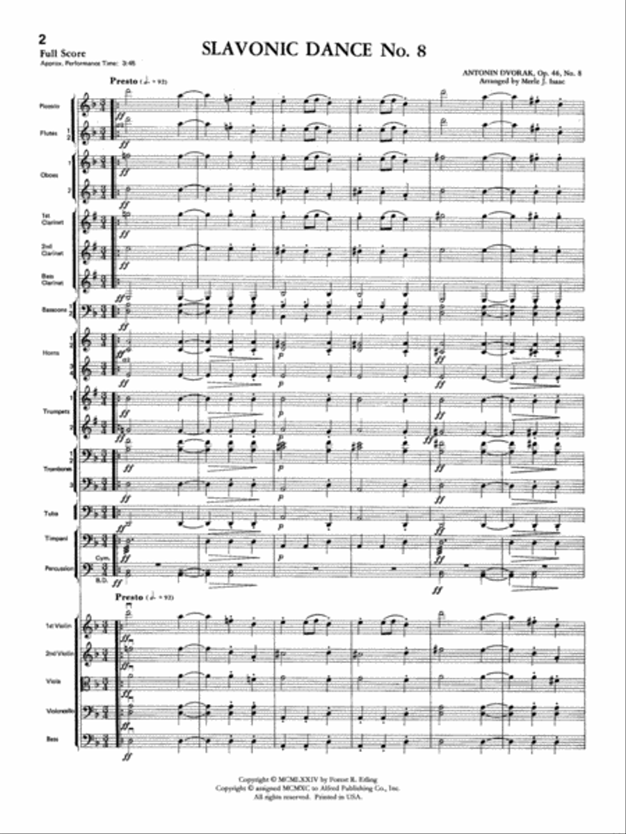 Slavonic Dance No. 8: Score Full Orchestra scores gallery preview page 2
