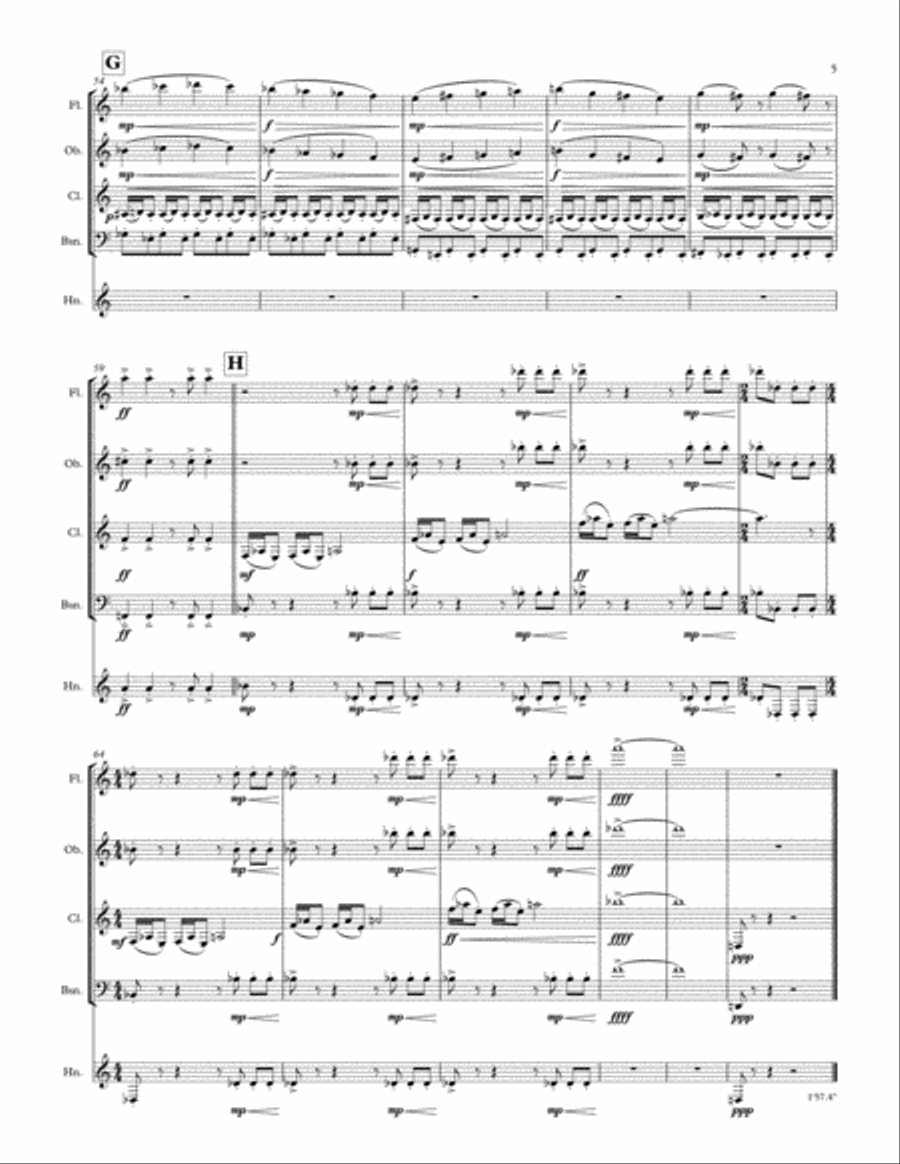Psycho (prelude) Woodwind Quintet scores gallery preview page 5