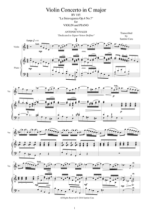 Book cover for Vivaldi - Violin Concerto in C major RV 185 for Violin and Piano