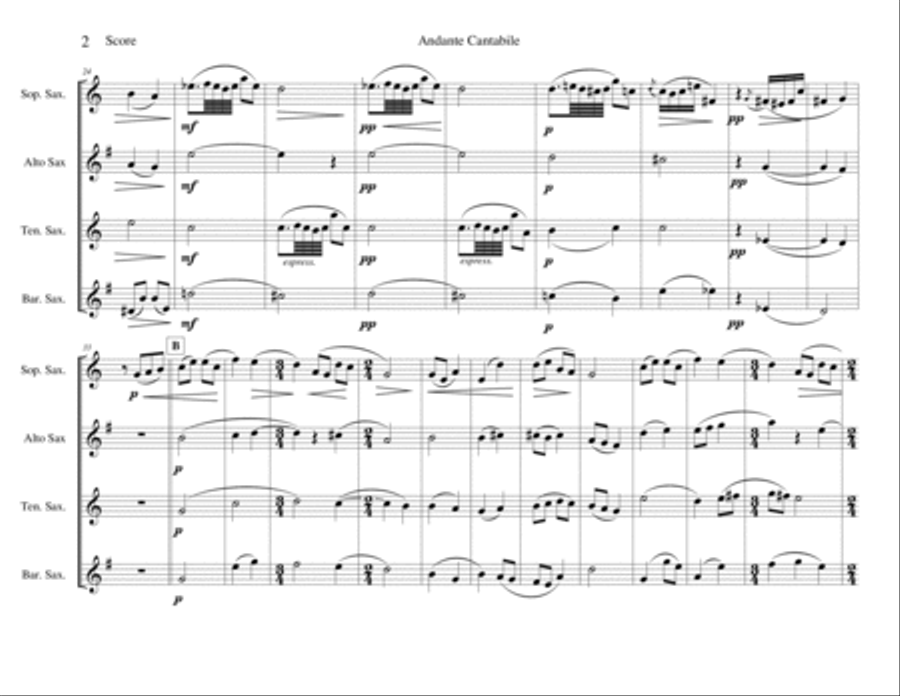 Andante Cantabile from String Quartet No. 1 Woodwind Ensemble scores gallery preview page 2
