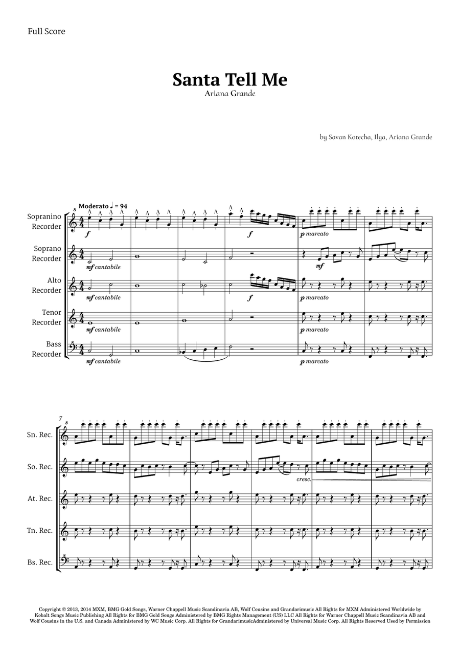 Santa Tell Me Chamber Music scores gallery preview page 1