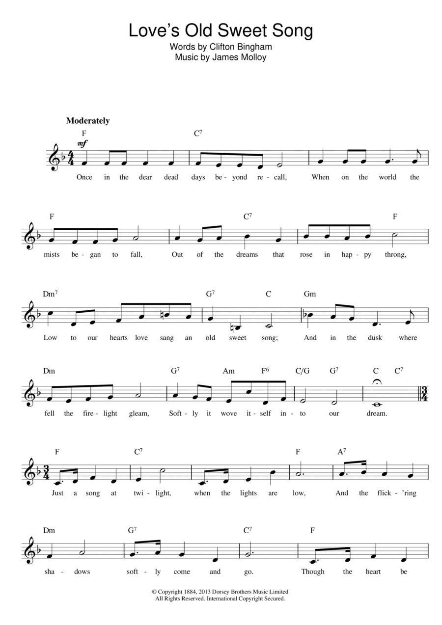 Love's Old Sweet Song Piano scores gallery preview page 1