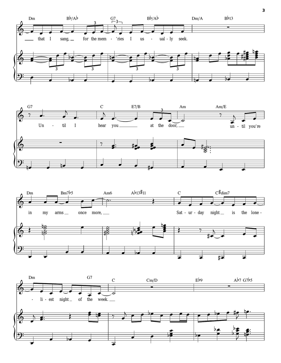 Saturday Night (Is The Loneliest Night Of The Week) Piano, Vocal scores gallery preview page 3