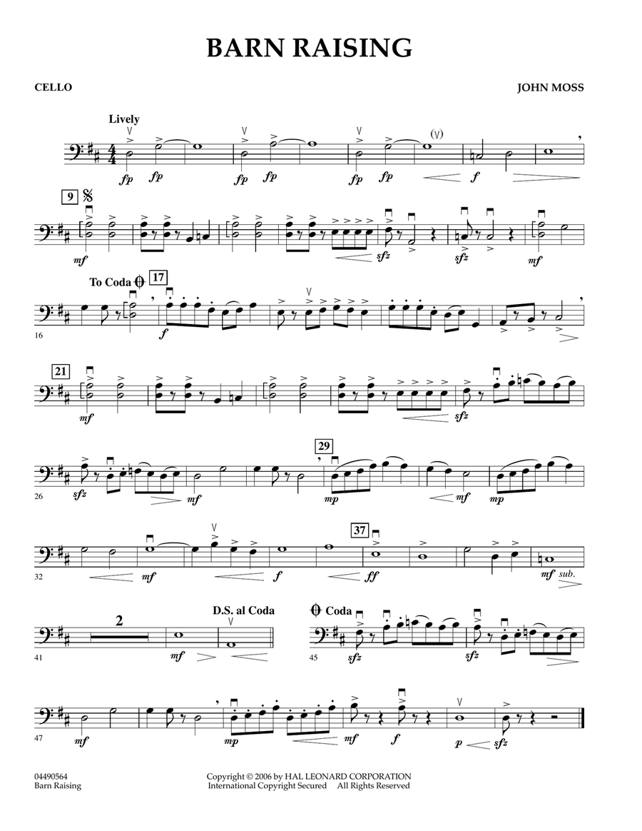 Barn Raising - Cello Barn Raising - Cello Orchestra scores gallery preview page 1