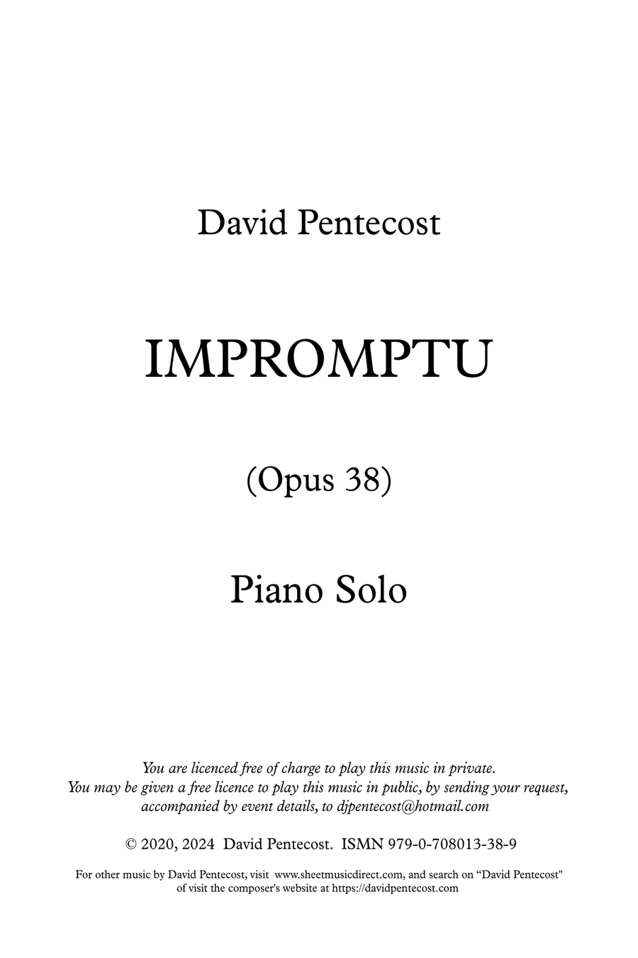 Impromptu, Opus 38 Piano Solo scores gallery preview page 1