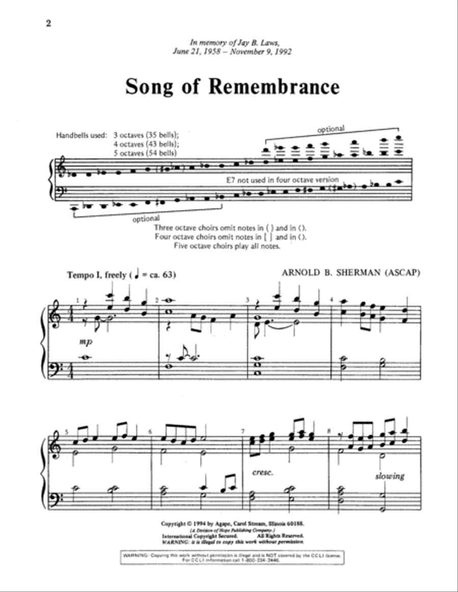 Song of Remembrance Song of Remembrance 5-Octaves scores gallery preview page 2